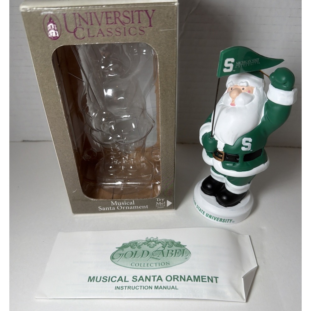 Michigan State University Classics MSU Mr. Christmas Ornament Fight Song Santa